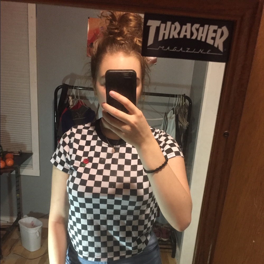 Checkered rose shirt